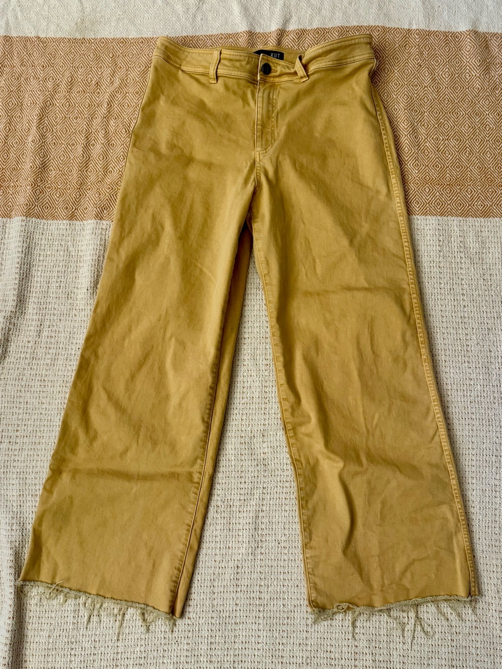 Kut from the Kloth Angela High Rise Gaucho Mustard Wide-Leg Jeans